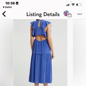 Joie polly flutter sleeve silk maxi dress size xs color blue